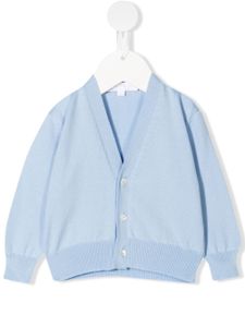 Mariella Ferrari cardigan nervuré à col v - Bleu