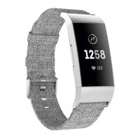 Geweven Vanvas nylon polsband horlogeband voor Fitbit charge 3 (grijs)