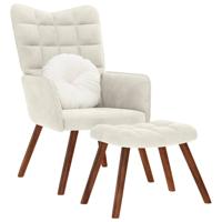 Relaxstoel met voetenbank fluweel crmekleurig