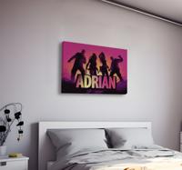 Dansende karakters videogame canvas met naam