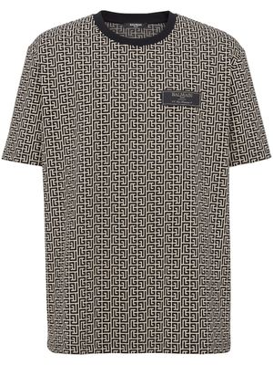 Balmain t-shirt à motif monogrammé en jacquard - Noir