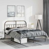 Bedframe met hoofdbord metaal zwart 135x190 cm