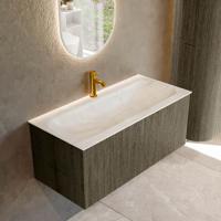 Badmeubel Mondiaz Kurve-Dlux | 100 cm cm | Meubelkleur Shadow | Wastafelkleur Ostra | Solid surface | Wasbak midden spoelbak | 1 kraangat