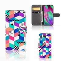 Samsung Galaxy A40 | Book Case | Blokken Kleurrijk