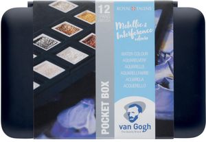 Van Gogh aquarelverf, pocketbox met 12 napjes, metallic- en interference kleuren