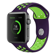Sportbandje - Maat: M/L - Paars + Groen - Geschikt voor Apple Watch 44mm / 45mm / 46mm / 49mm Sportbandje - Maat: M/L - Paars + Groen - Geschikt voor Apple Watch 44mm / 45mm / 46mm / 49mm