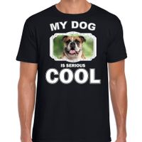 Britse bulldog honden t-shirt my dog is serious cool zwart voor heren