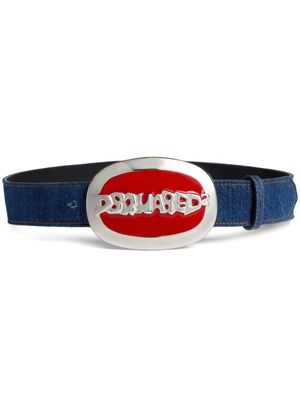 DSQUARED2 ceinture en jean à boucle logo - Bleu