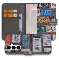 Samsung Galaxy S25 FE Boekhoesje Kentekenplaten Collage Met 3 Pasjes