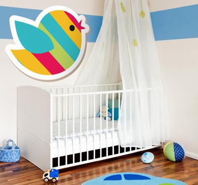 Sticker kinderkamer kleurrijke vogel
