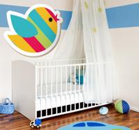 Sticker kinderkamer kleurrijke vogel