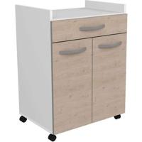 Carrello OSLO 60 cm - 1 cassetto e 1 anta - L 60 x P 44 x H 81 cm - Colore rovere