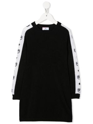 Chiara Ferragni Kids robe-pull à logo imprimé - Noir