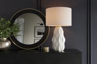 Moderne tafellamp ELEGANCIA 65cm witgouden keramiek witte linnen kap - 46011