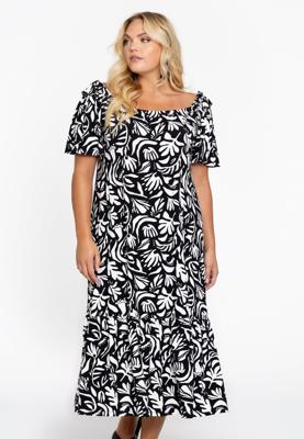 Yoek Jurk met ruches FOGUA | Zwart | Maat 58/60