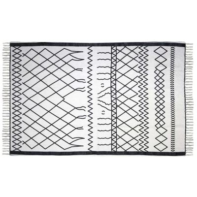 Leen Bakker - HSM Collection Vloerkleed Borris - Zwart/ - 230x160 Cm - Katoen - Wit