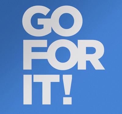 Muursticker motivatie tekst Go For It!