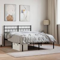 Bedframe met hoofdbord metaal zwart 120x200 cm