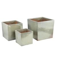 PTMD Bloempot Raymon - 37x37x35 cm - Keramiek - Parel - Set van 3