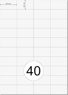 Huismerk A4 Stickervellen voor pakketten en brieven | 52.5 mm x 29.7 mm | Wit - 40 Stickers per Vel - 100 stuks per verpakking