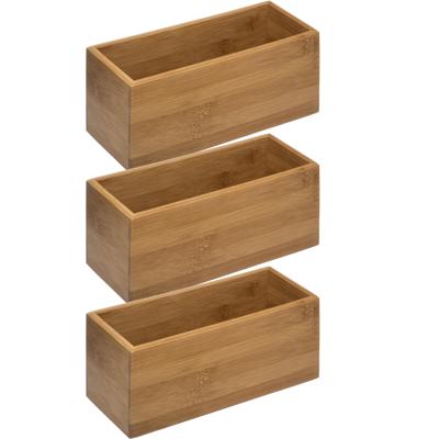 Opbergbox - 3x - voor sieraden/make-up - 23 x 9,5 cm - bamboe hout - nagellak box - sieraden box - h