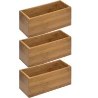 Opbergbox - 3x - voor sieraden/make-up - 23 x 9,5 cm - bamboe hout - nagellak box - sieraden box - h