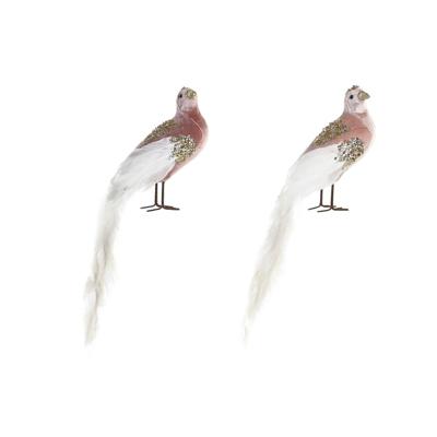 Kerstversiering DKD Home Decor Polyester Fågel (20 x 9 x 46 cm) (2 Stuks)