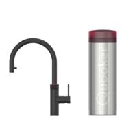 Quooker Flex Round Keukenkraan Set - Kokend Warm- en Koud Water - Uittrekbare Slang - Zwart - met PRO3 Reservoir