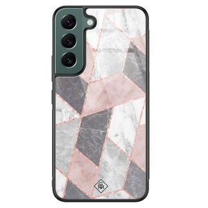 Samsung Galaxy S22 Plus glazen hardcase - Stone grid