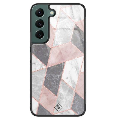 Samsung Galaxy S22 Plus glazen hardcase - Stone grid
