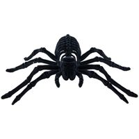 Spin skelet 22 cm - zwart - velvet/fluweel tarantula - Horror/griezel thema decoratie beestjes - thumbnail