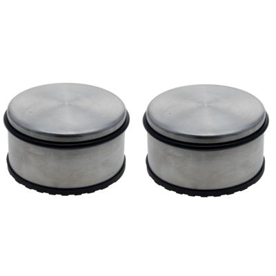 Excellent Houseware Deurstopper - Set van 2x stuks - aluminium - met rubber - 11 cm - deurstop