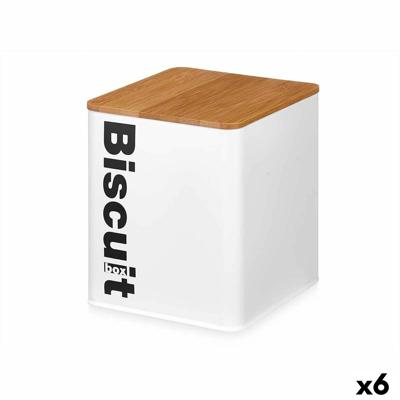 Koekjes- en gebaksdoos Wit Metaal 13,7 x 16,5 x 14 cm (6 Stuks)