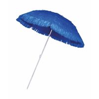 Rieten strand parasol blauw - thumbnail