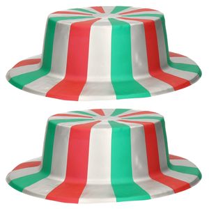 4x stuks italiaanse hoed met vlag groen, zilver en rood van plastic