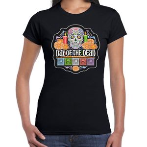 Day of the dead / Dag van de doden Halloween verkleed t-shirt / outfit zwart voor dames