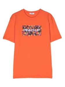 Pinko Kids t-shirt en coton à logo brodé - Orange