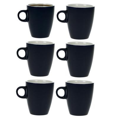 Cosy & trendy Koffiekopjes/bekers - 6x - donkerblauw - 190 ml - Keramiek - Glans finish