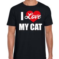 Katten t-shirt I love my cat / Ik hou van mijn kat / poes - zwart voor heren - thumbnail