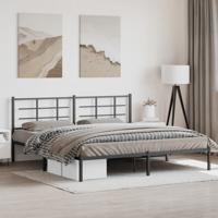 Bedframe met hoofdbord metaal zwart 193x203 cm - thumbnail
