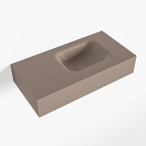 MONDIAZ LEX Smoke vrijhangende solid surface wastafel 60cm. Positie wasbak rechts