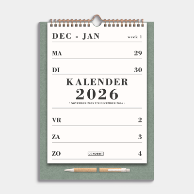 A4 Spiraalkalender 2026 Groen