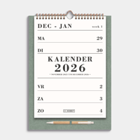 A4 Spiraalkalender 2026 Groen