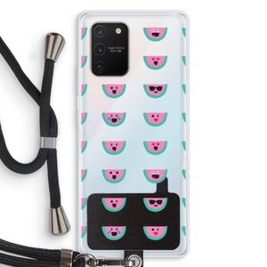 Smiley watermeloenprint: Samsung Galaxy S10 Lite Transparant Hoesje met koord