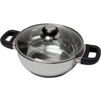 BAUMALU 331974 Braadpan van 24 cm roestvrij staal met deksel van bakeliet saffierglas