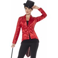 Rode pailletten circus jas voor dames 44-46 (L)  - - thumbnail