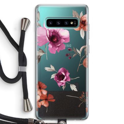 Geschilderde bloemen: Samsung Galaxy S10 Plus Transparant Hoesje met koord