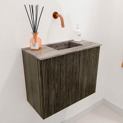 Toiletmeubel Mondiaz Joya Dlux | 50 cm | Meubelkleur Shadow | Faye wastafel Oza Wasbak Rechts | Zonder kraangat(en)