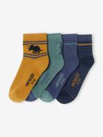 Set van 4 paar dino-sokken voor jongens marineblauw
