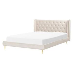 Beliani - FORBACH - Tweepersoonsbed - Beige - 160 x 200 cm - Fluweel